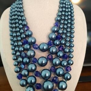 Elegant Blue Beaded Necklace @mermaidlove91